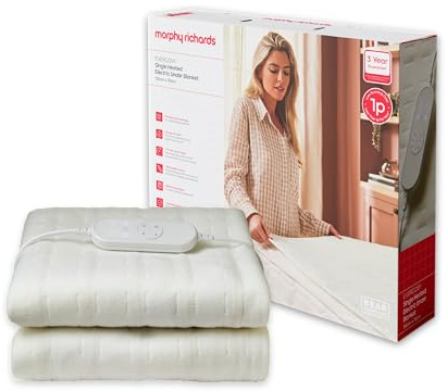 Morphy Richards EverCosy Electric Under Blanket, Single, 150x70cm, For Back Pain and Cold Nights, 9 Heat Settings, 9hr Timer, BEAB Approved, 1p/hr Cost, Machine Washable, Reversible, 600120