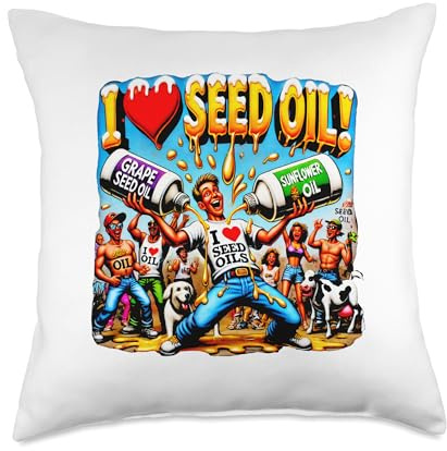 I Love Seed Oil Funny Grape Sunflower Meme Tee Throw Pillow
