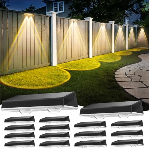 Delaiglow Applique da Esterno Solare Impermeabilità IP67, 16 Pezzi Luce Solare LED Esterno Bianco con 3 Modalità Lampade Solari da Esterno per Cortile, Giardino e Recinzione