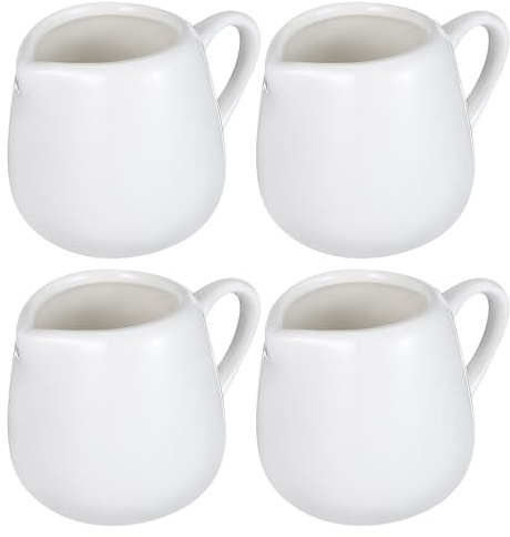 HEANUJJ Mini Jarras de Cerámica con Asa para Salsa y Leche Set de 4 Piezas Pequeñas de 50 Ml Recipiente Antigoteo para Cocina y Mesa Lechera Práctica y Ecológica para Uso Doméstico