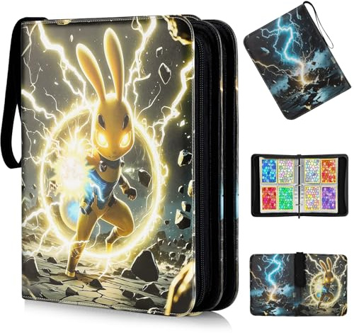 Raccoglitore Carte con Cerniera Sigillata, 65 Pagine, 520 Tasche, Binder Carte con Caricamento dall'alto, Album Carte Impermeabile in PU, Doppio Lato