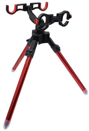 AMSLSIU Soporte de trípode portátil para caña de Pescar Ajustable con Soporte Plegable para caña de Pescar para Aventuras de Pesca al Aire Libre Características: Plegable, Rojo, 39 centímetros