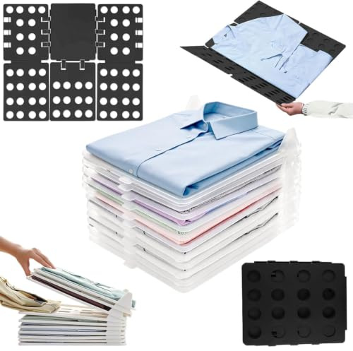 Lot de 10 organiseurs empilables avec planche pliante pour vêtements, t-shirts | Organiseur de placard empilable pour adultes et enfants pour t-shirts et chemises