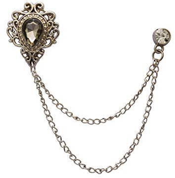 Knighthood Champagne Stone with Silver Engraving Metal Crystal Chain Lapel Pin Badge Coat Suit Wedding Gift Party Shirt Collar Accessories Brooch for Men