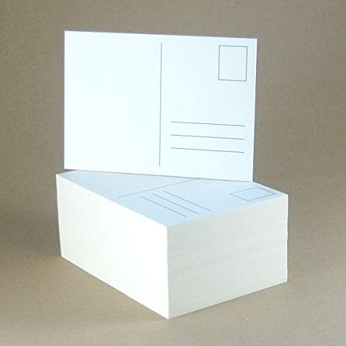 50 Blanko-Postkarten aus dickem Bierfilzkarton, DIN A6 mit Postkartenvordruck (Briefmarke und Adressfeld), Holzschliffpappe knapp 600 g/qm (1,4 mm dick!)