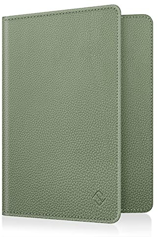FINTIE Reisepass Impfpass Schutzhülle - Premium Kunstleder Reisepasshülle Travel Organizer mit RFID-Blockier für Kreditkarten, Ausweis, Reisedokumente Damen Herren, Pastellgrün