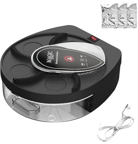MAGIC SELECT Attrape Mouches Électrique Rotatif à 360°. Piège à Mouches avec Prise USB et Support Mural pour Maison, Cuisine, Restaurant, Hôtel, Bar.