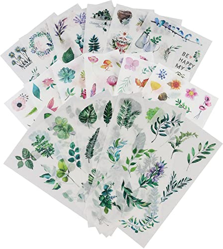 Create idea 6 Sets Grünpflanzen Blumen Aufkleber Dekorative Abziehbilder für Scrapbooking Kalender Fotoalbum Kinder DIY Kunsthandwerk