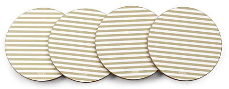 Koala Spain Posavasos Corcho 9.5 cm, Estampado Rayas Beige (4 Unidades)
