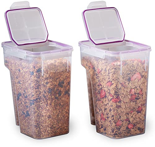 Snapware Airtight 2-Pack (22.8 Cup) Cereal Dispenser Storage Containers, Flip-Top Lid BPA Free, Plastic Containers For Cereal, Rice, Snack, Dry Food and Pantry Organization