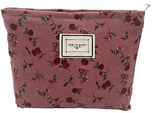 Reise Kosmetiktasche Kulturtasche Cord Makeup Organizer, Tragbare Rose Make Up Tasche Klein Waschbeutel Kulturbeutel, Portable Reise Makeup Lagerung für Damen und Mädchen (Stil B)