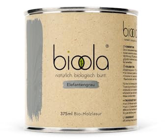 BIOOLA® colour - 100% natürlich-biologische Lasur für Kinderspielzeug sowie Holz und Möbel im Wohn- & Schlafbereich - vegan & plastikfrei - Elefantengrau, 375 ml