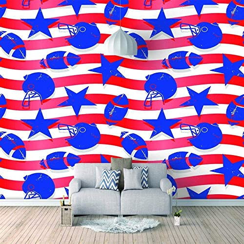 Individuelle Fototapete Wandbilder - Kreative Streifen Blaue Sterne - Selbstklebende Tapete Panorama 3D Wandbild Tapete 3D Effekt Wandposter Für Wohnzimmer Schlafzimmer Kinderzimmer 400(B) x280(H) cm