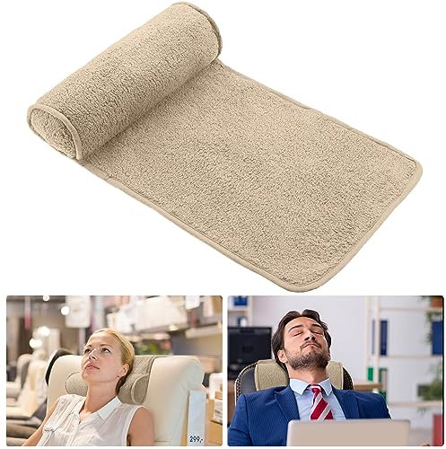 Weysat Neck Pillow for Recliner Head Pillow Adjustable Plush Pillow Neck Roll Non Slip Fleece Couch Neck Head support Pillow for Travel Home Recliner Sofa Armchair (Light Camel)
