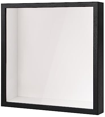 Bhoulandi 3D Shadow Box, Deep Display Box, Picture Frame for Wall and Tabletop, Wooden Deep Box Frame for Memorabilia Tickets Crafts Medal Flower (22x22cm Black)