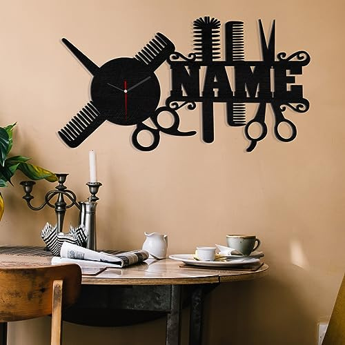 AIFLM Personalizzato Barber Gift Orologio da Parete Orologio da Parete Personalizzato di Testo Salon Barber Shop Orologio da Parete Camera da Letto Soggiorno Orologio da Cucina