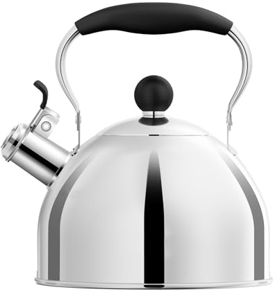 Whistling Tea Kettle for Stovetop, 2 Quart Small Tea Kettle for Tea and Coffee, 1.8L Food Grade Stainless Steel Tea Pot, Hot Water Kettle for Stove Top, Water Boilers (Stainless Steel)