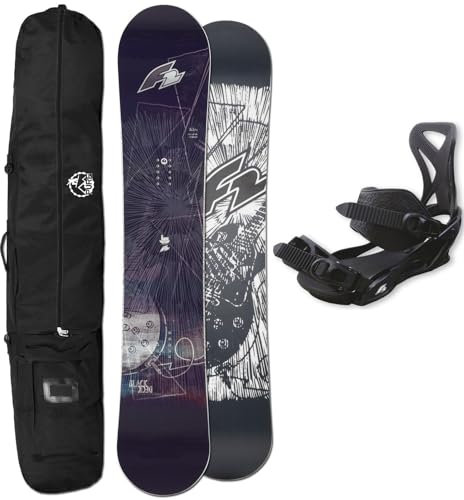 F2 Herren Snowboard BLACKDECK 163 cm EXTRA Wide + F2 Sonic BINDUNG GR. L + Bag