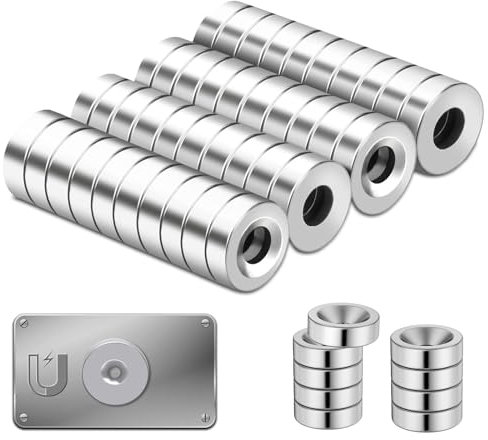 HIKPACKER 40 Magneti Rotondi al Neodimio, 10x3-3mm, con Foro Svasato, Potenti Magneti Neodimio Ferro Boro per Lavagne, Frigoriferi e Uso Quotidiano