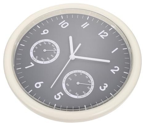 Amosfun Digitale Wanduhr Mit Hygrometer Und Thermometer Batteriebetrieben Geräuschlos Retro-Design Für Wohnzimmer Büro Oder Arbeitszimmer