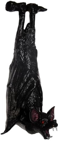 Horror-Shop Schwarze herunterhängende Fledermaus mit Vampirzähnen 47 cm