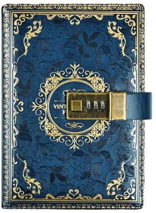 Joucien B6 Retro Password with Lock Diary Creative Student Notebook-B6 (Blue)