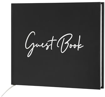 Luxury Guest Book Elegant Premium Hardcover Perfect for Weddings Parties Business Meetings Funerals Company Reception Baby Showers Christening Visits Special Events 100 Pages (Black with Silver Text)