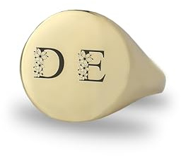 ANEMONE JEWELRY Personalisierte Initialen Gold Siegelring - Gravierte Buchstaben Ring - Paare Ring - Bold Statement Ring