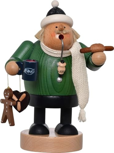 KWO Räuchermann Weihnachtsmarktbesucher - 21424 - Höhe: 20 cm - Handarbeit aus dem Erzgebirge