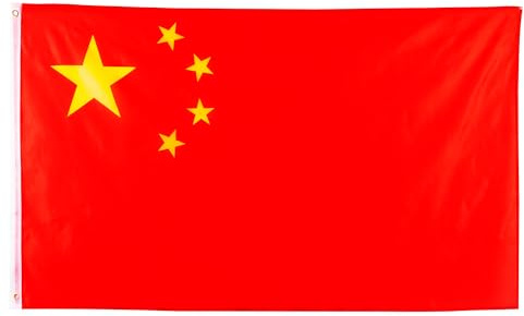 Grande bandiera cinese da 1,5 x 0,9 m, decorazione per feste, grande bandiera della Cina per festa nazionale 2026 Capodanno cinese eventi sportivi olimpici bar giardino Chinatown Street Parade