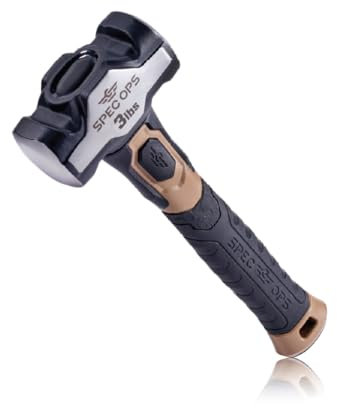Spec Ops Tools Martello perforatore, mazza da 1,4 kg con manico bi-materiale ammortizzante e antivibrazione, 3% donato ai veterani, nero/marrone chiaro