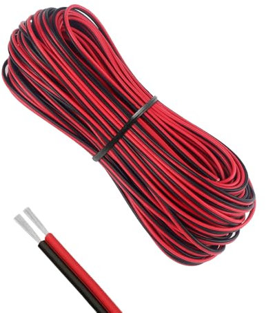RYAN Cavo Elettrico 2 Pin 22AWG prolunga elettrica 20 Metri 12V Cavi Elettrici Flessibile Cavo in PVC Rame Stagnato Alta Temperatura Resistenza per Strisce LED e Altri Dispositivi da 12V-24V DC