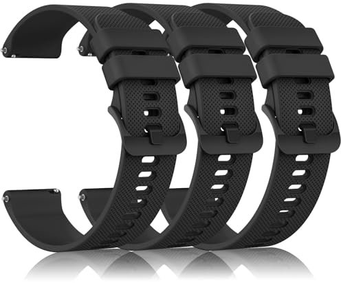 Tobfit Garmin Venu Sq/Venu 2 Plus Armband 20mm - 3 Stück Schwarz