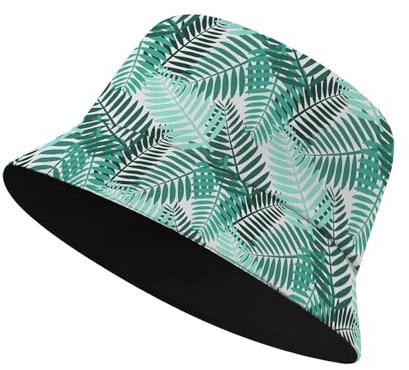 Fischerhut modischer Sommerhut Wende-Design,Grün Modischer Sommer Bucket Hut Anglerhut für Damen Herren