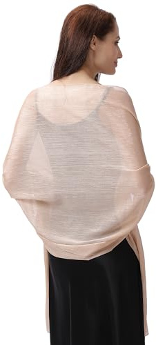 Ladiery Abend-Stola und Tücher für Abendkleider, Weicher Transparenter Krepp-Stola mit Schimmer, Braut-Tuch Elegante Damen Schals
