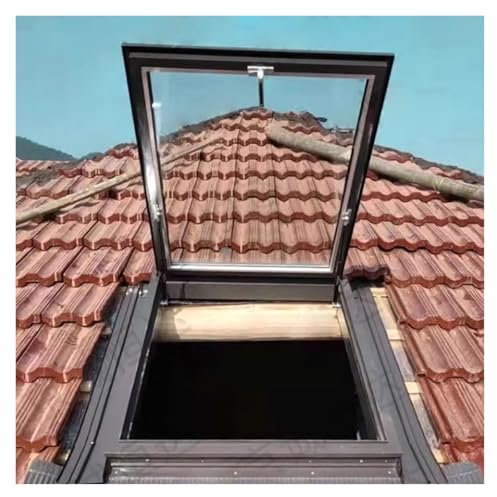 Large Roof Hatch, Roof Access Window with Double-Layer Tempered Glass and Drainage Board, Aluminum Alloy Waterproof Attic Skylight Cover for Hallway/Sun Room(20x34in/50.8x86.4cm)