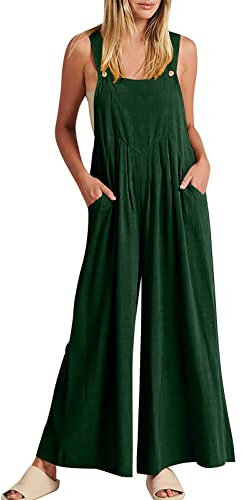 Generisch Arbeitslatzhose Damen Pink, Latzhose Damen Sommer Lang Jumpsuit Sportlich Elegant Hosenanzug Mit Taschen Einteiler Locker Strampler Ärmellose Romper Einfarbig Playsuit Bequeme Sommeroverall