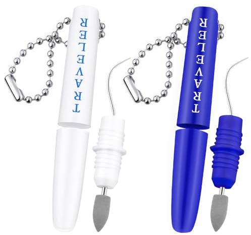 2PCS Premium Metal Toothpick Kit,Professional Teeth Cleaning Tools with Tartar&Plaque Remover,Portable Dental Picks Travel Tools,Reusable Oral Hygiene Tools with Keychain