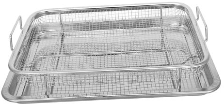Holibanna 2stücke Backblech Für Heißluftfritteuse Edelstahl Pfannen Korb Und Tablett Für Ofen Bräter Zum Backen Grillen Zubehör Für Heißluftfritteuse Mit Fettauffangschalen
