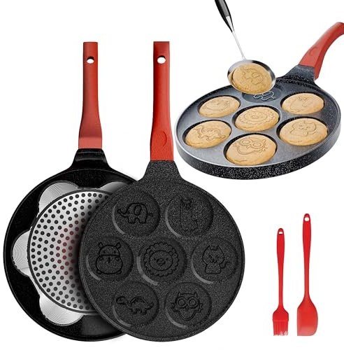 FLIPP & GO COOKING FOR FUN Poêle à Pancakes, Poele a Pancakes Induction, Poele Anti Adhesive, Adaptée à Tous les Types de Cuisine Conception Amusante pour les Enfants, Poêle à Crêpes, 26 cm