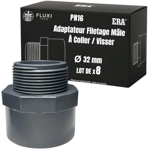 FLUXI-TECH Adaptateur PVC à Visser BSPT 1 Ø32 mm, lot de 8