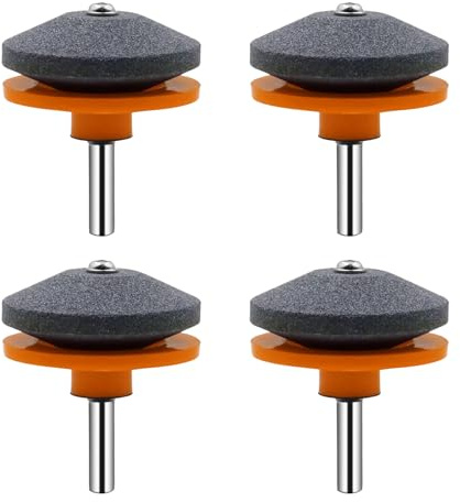 Schärfer für stumpfe Klingen von Rasenmähern 4 Stück, messerschärfer für jede elektrische Handbohrmaschine und Gartengeräte (Orange)
