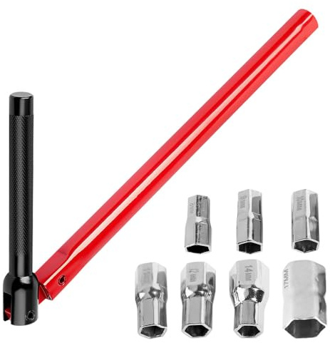 Rppiup 8-17mm Tap Spanner, Changeable Faucet Bathroom Back Nut Kit with 7 Sockets Nut, Adjustable Box Spanner Sets for Taps, Multifunctional Faucet Wrench Socket for Home Bath Basin, Kitchen, Sink (7)