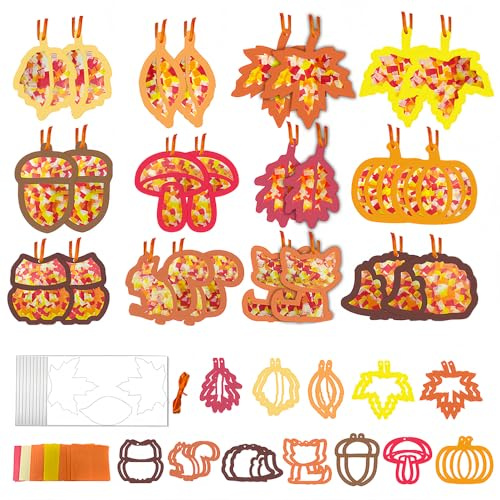 Anyingkai 24 Stück Herbstbasteln für Kinder, DIY Fensterbilder Herbst Basteln,Bastelset Herbst Fensterbilder, Herbstdeko Basteln, Drachen Bastelset Kinder, Weihnachten Geschenke für Mädchen,Jungen