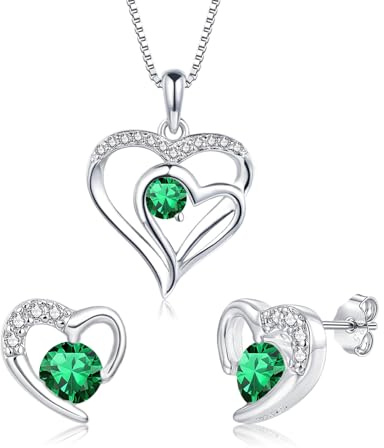 Bewenda Schmucksets für Damen, Silber 925 Herz Schmuck Set - 2 PCS Sterling Silber Halskette & Ohrstecker mit Cubic Zirkonia, 45 cm Ketten mit Anhänger & Ohrringe Silberschmuck Geschenk zum Geburtstag