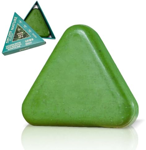 Nature Triangle Shampoo Bar, Seven Green Soap Sham Poo, vegetabiliskt fast schampo, mild rengöring och närande vård för kvinnor och män, lugnar och stärker håret