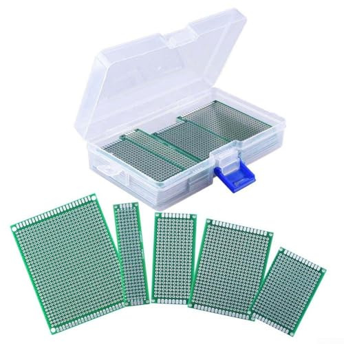 Kit de 36 placas PCB de doble cara con 5 tamaños impresos para proyectos de soldadura de bricolaje, prototipos verdes para diseño de circuito electrónico personalizado