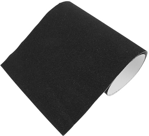 Homoyoyo Cinta de Agarre Antideslizante para Patineta, Papel de Lija 80ab Profesional, Autoadhesiva Negra, Resistente al Desgaste, Hoja Recortable para Skate y Scooter, Accesorio