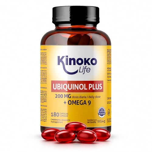 UBIQUINOL Plus 180 Cápsulas 200 mg Dosis Diaria Coenzima Q10 Reducida 100 mg por Cápsula con Omega 9 y Aceite de Oliva Virgen Extra Fermentación Natural
