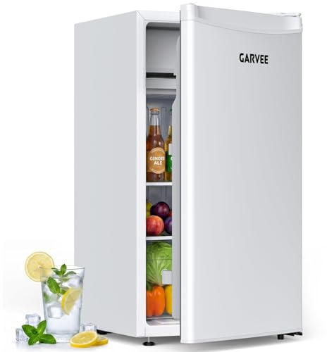 Garvee Under Counter Fridge, 92L Capacity Freestanding Mini Fridge with 5-Stage Adjustable Temperature Control, Reversible Door & Removable Shelves, Quiet 41 dB Small Fridge Freezer 47 x 45 x 83 cm -A